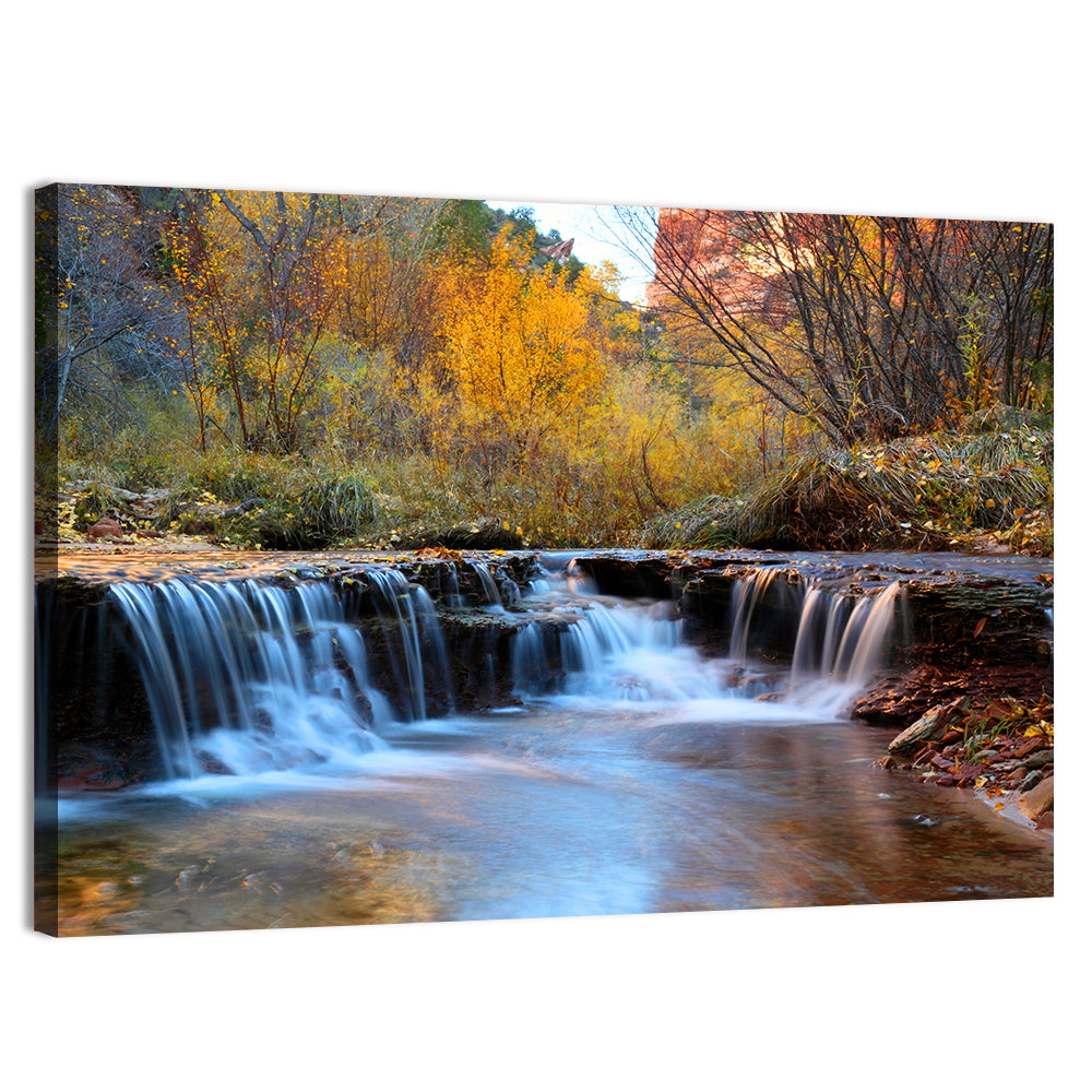 Autumn Stream at Zion Canyon Wall Art, canvas print, landscape