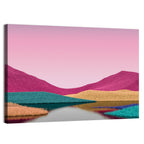 Surreal Magenta Mountain Lake Wall Art