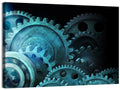 Teal and Steel Cogwheel Close-up Wall Art