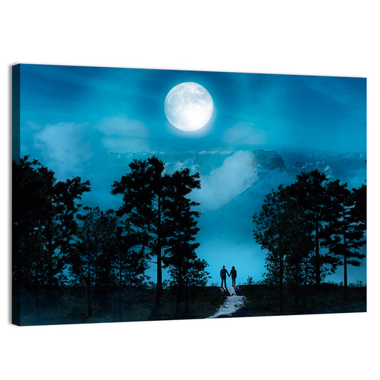 Couple Under Moon Wall Art