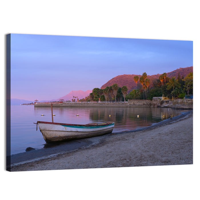 Lake Chapala Shoreline at Dusk Wall Art as a canvas print