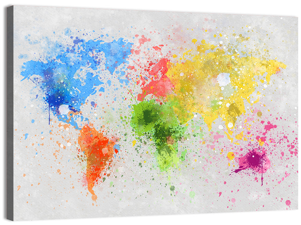 Vibrant Watercolor World Map Wall Art, canvas print, landscape