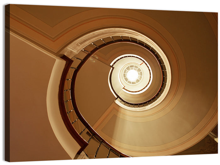 Worms-eye Spiral Staircase Wall Art as a canvas print