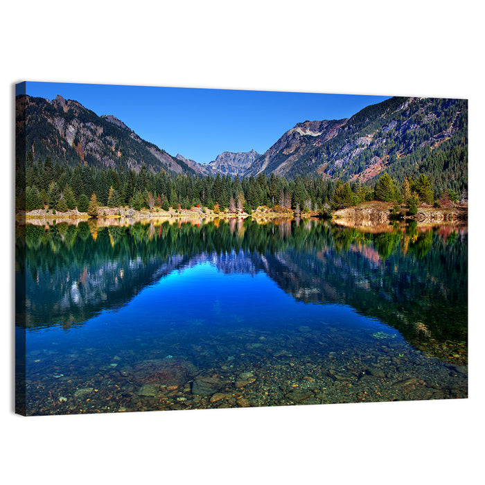 Gold Lake Reflection Wall Art as a canvas print