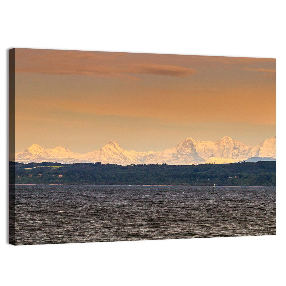 Lake Neuchatel Golden Hour Wall Art, canvas print, landscape