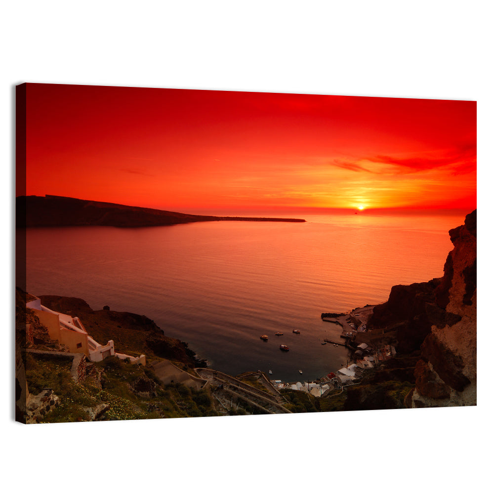 Ammoudi Bay Sunset, Oia Wall Art, canvas print, landscape