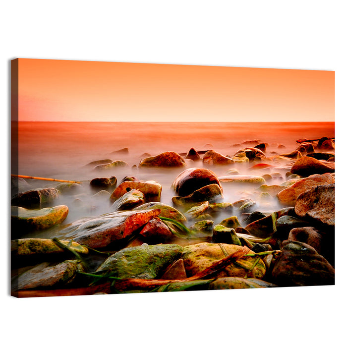 Lake Shore Sunset Wall Art as a canvas print
