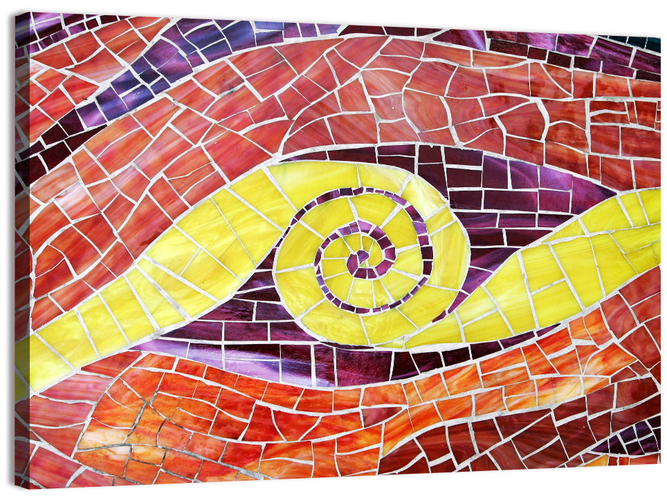 Red and Yellow Spiral Mosaic Wall Art