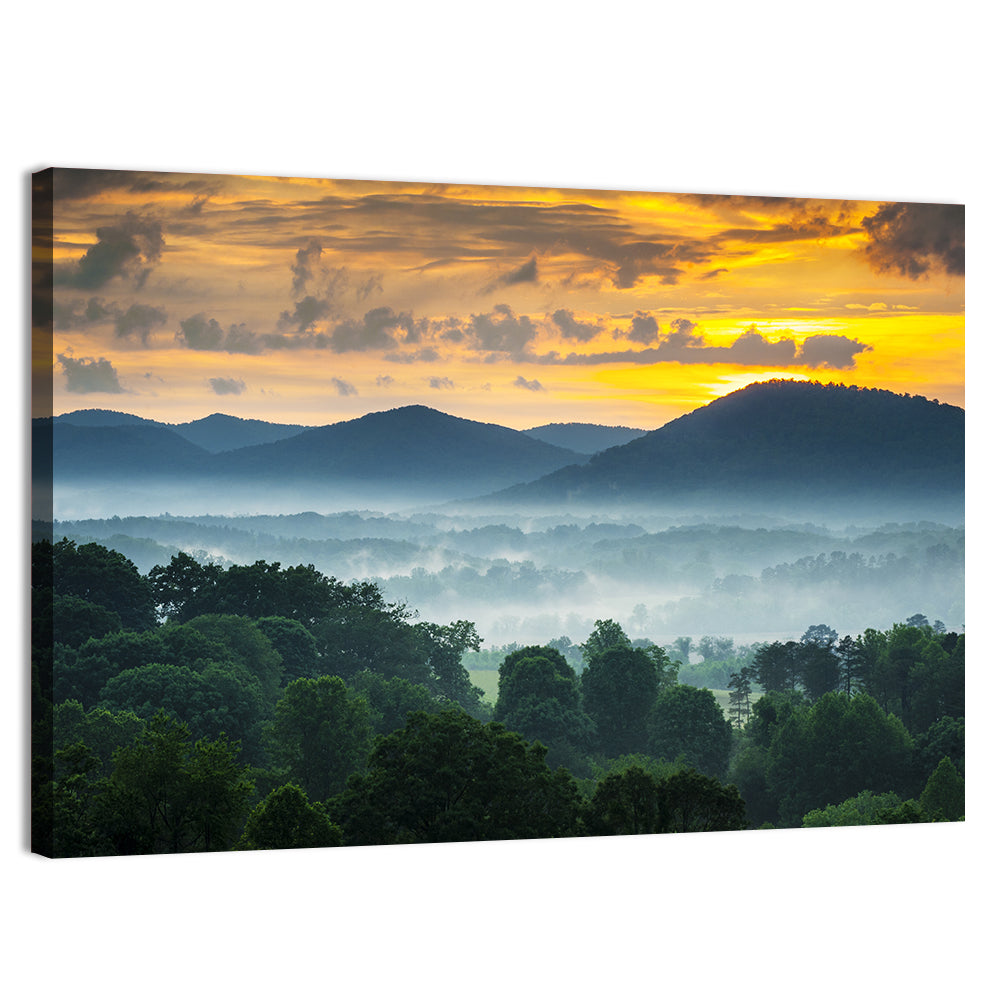 Blue Ridge Mountains Asheville Sunset Wall Art, canvas print, landscape