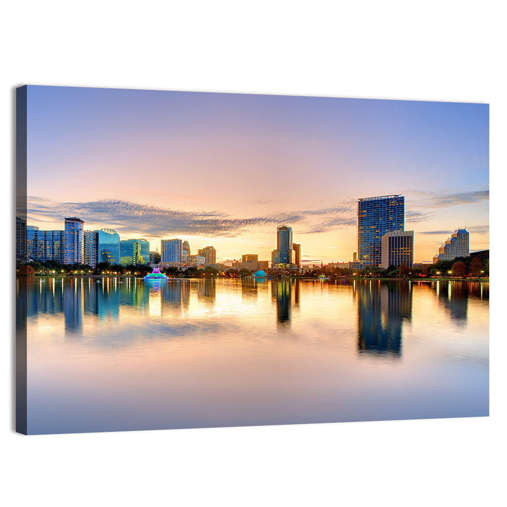 Orlando Skyline at Dusk Wall Art, canvas print, landscape