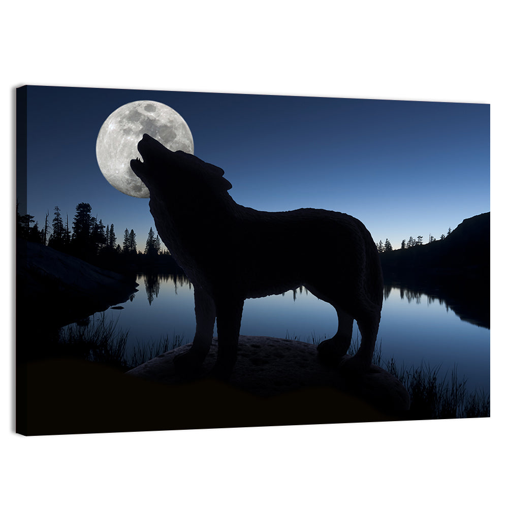 Howling Wolf at Full Moon Wall Art