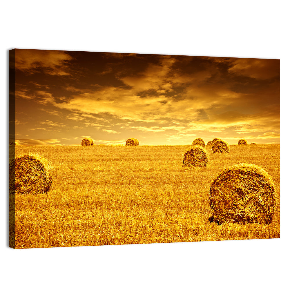 Golden Hour Haystacks Wall Art