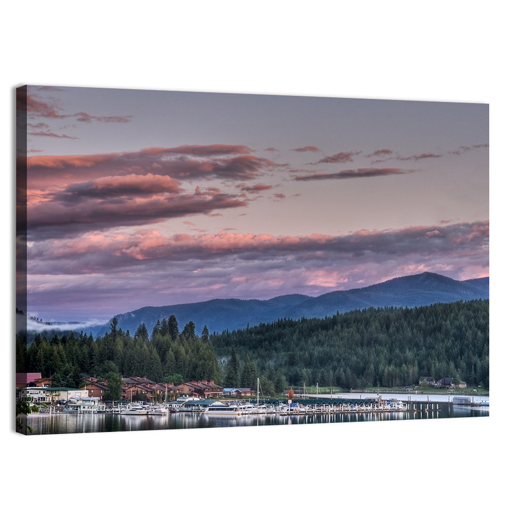 Lake Pend Oreille Twilight Reflection Wall Art, canvas print, landscape