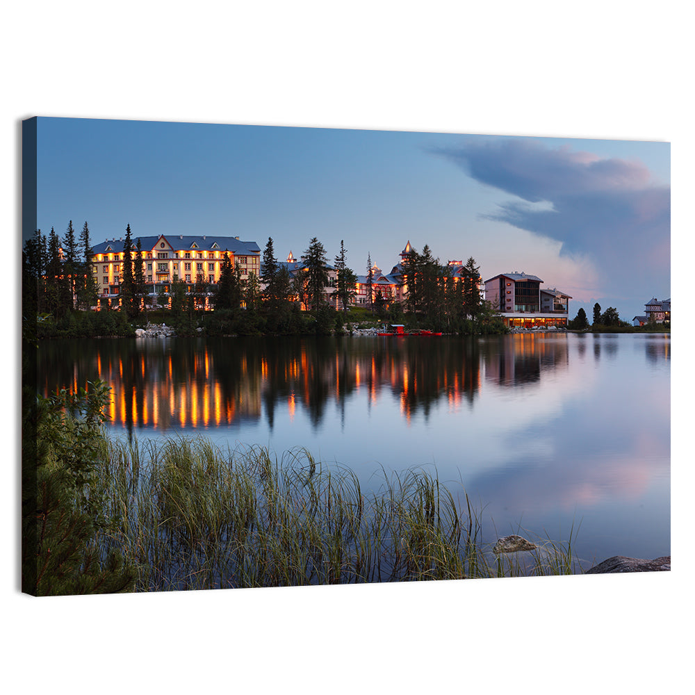 Štrbské Pleso at Dusk Wall Art, canvas print, landscape