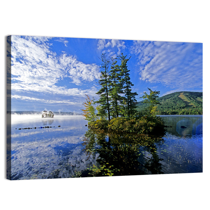 Misty Maine Lake Wall Art as a canvas print
