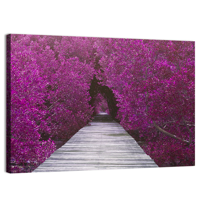 Magenta Mangrove Pathway Wall Art as a canvas print