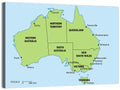 Minimalist Australia Map with State Labels Wall Art