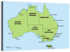 Minimalist Australia Map with State Labels Wall Art
