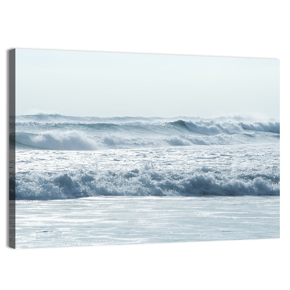 Misty Horizon Ocean Waves Wall Art