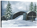 Snowy Stone Bridge in Winter Forest Wall Art