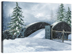 Snowy Stone Bridge in Winter Forest Wall Art