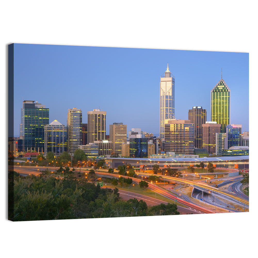 Perth Skyline at Dusk Wall Art