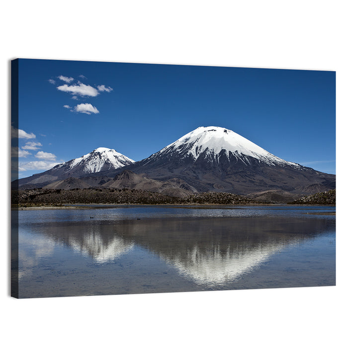 Parinacota Volcano Reflection Wall Art as a canvas print