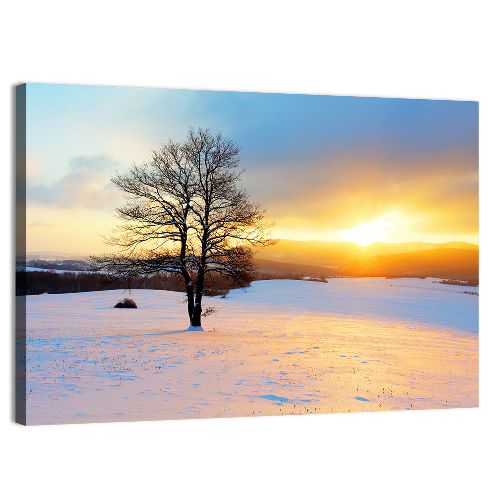 Snowy Winter Sunrise Wall Art, canvas print, landscape
