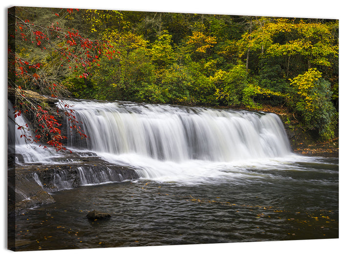 Dupont State Forest Autumn Waterfall Stream Wall Art as a canvas print