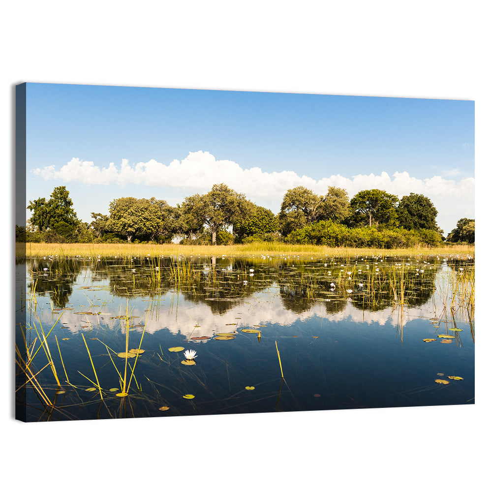 Okavango Delta Waterlilies Wall Art, canvas print, landscape
