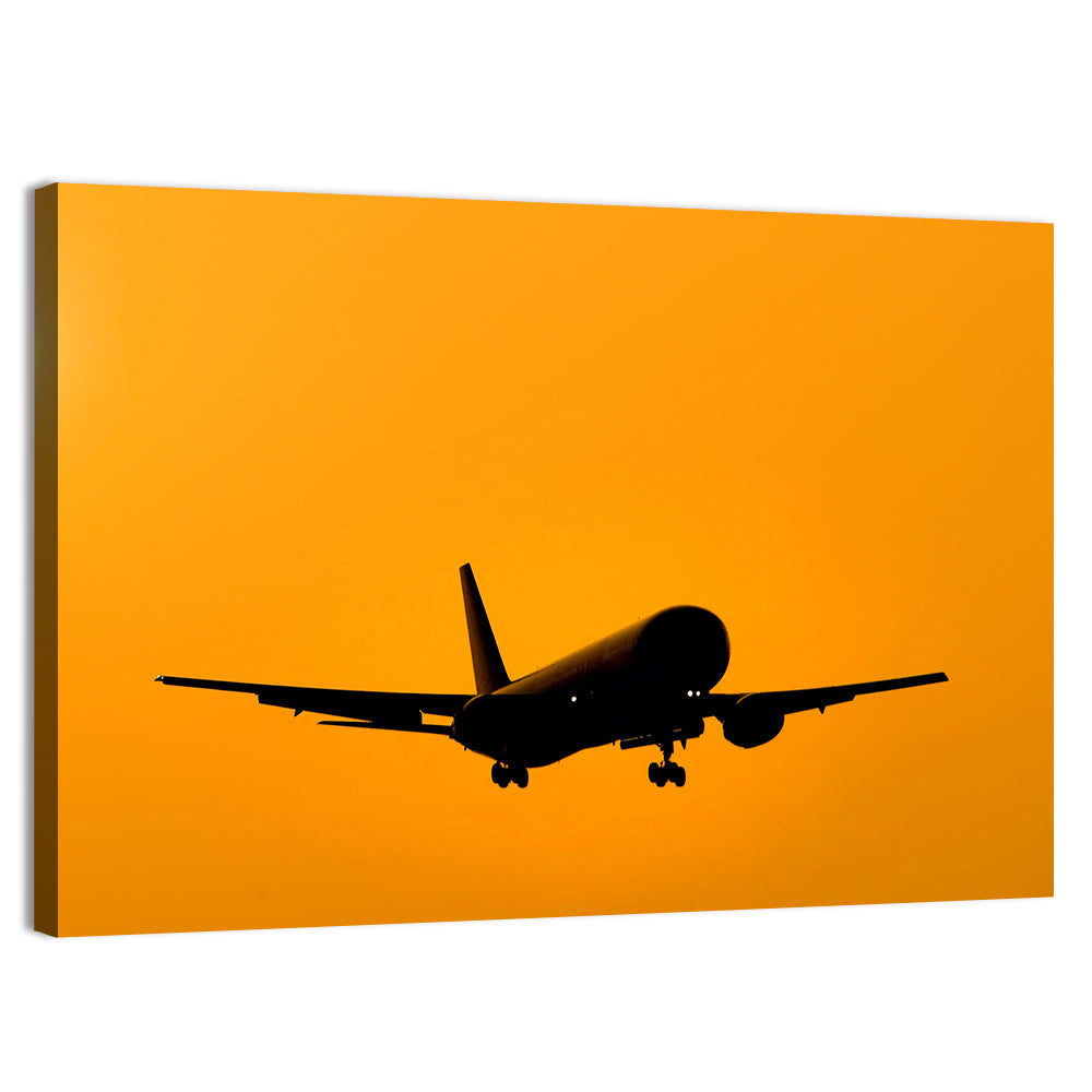 Golden Hour Airliner Silhouette Wall Art, canvas print, landscape