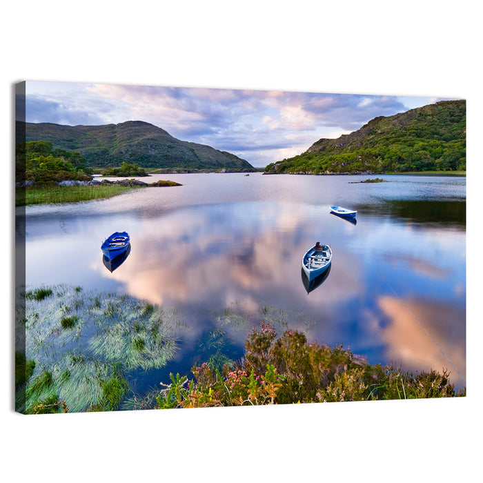 Lough Leane Rowboats at Dusk Wall Art as a canvas print