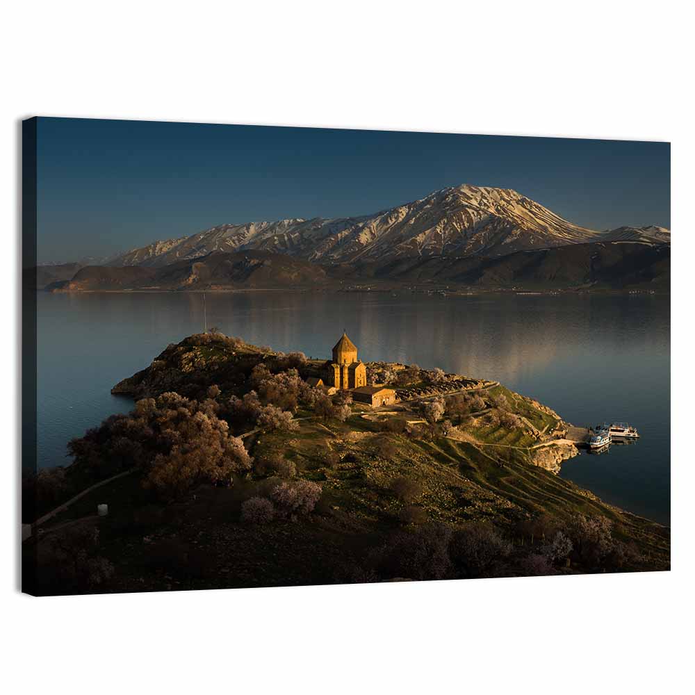 Akdamar Cathedral on Lake Van Wall Art, canvas print, landscape