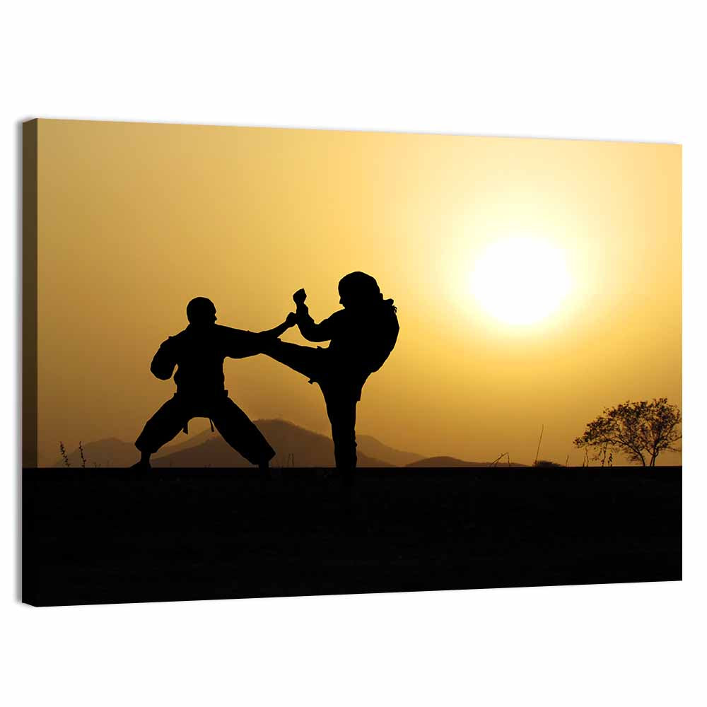 Martial Arts Silhouette Wall Art