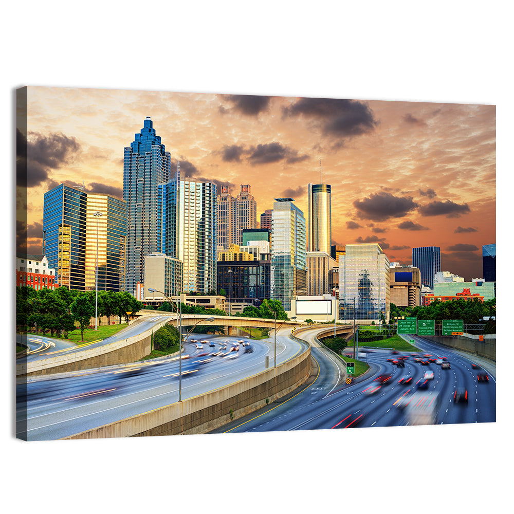 Atlanta Downtown Skyline Wall Art, canvas print, landscape