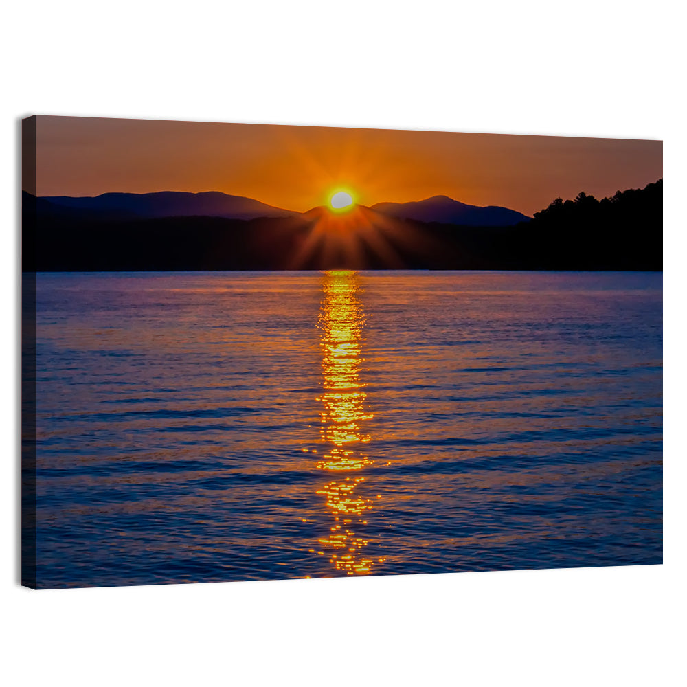Lake Jocassee Golden Sunrise Wall Art, canvas print, landscape