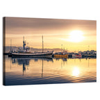 Husavik Harbor at Golden Hour Wall Art