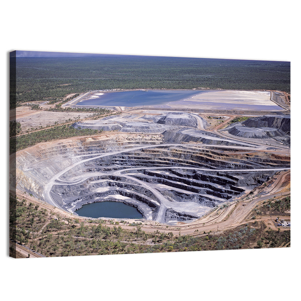 Aerial Open Pit Uranium Mine Wall Art, canvas print, landscape