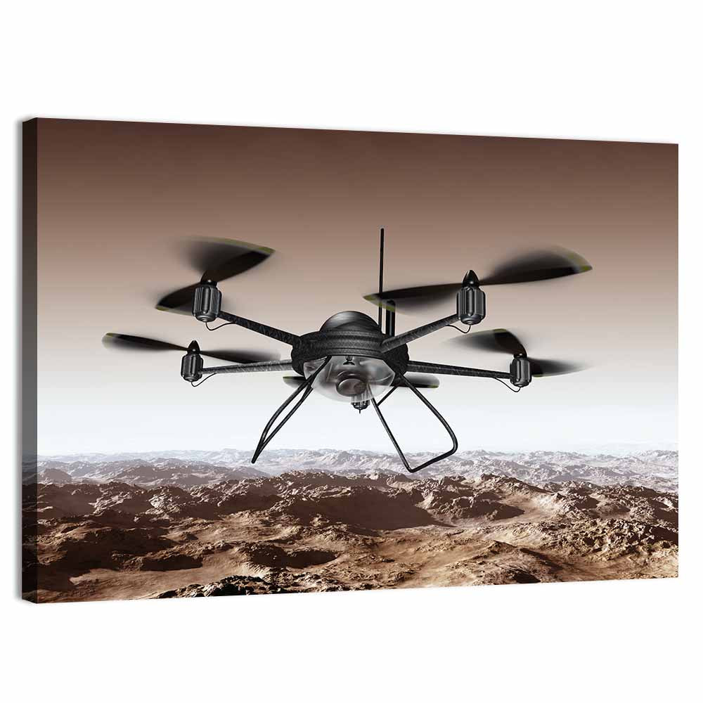 Spy Drone Over Arid Landscape Wall Art