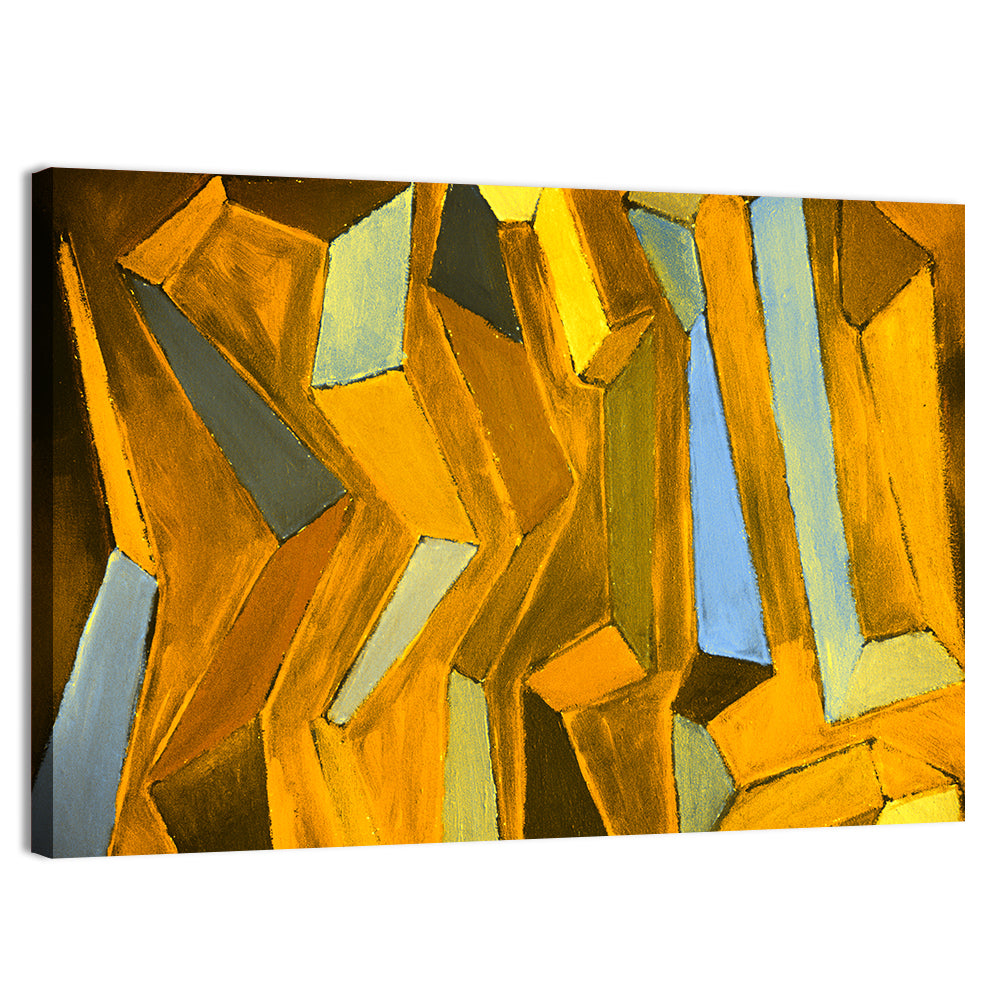 Golden Blocks Abstract Wall Art, canvas print, landscape
