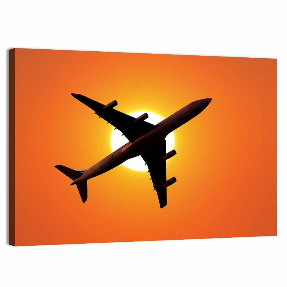 Sunrise Airplane Silhouette Wall Art