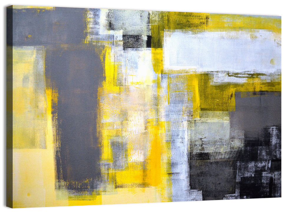 Yellow and Gray Color Block Abstract Wall Art