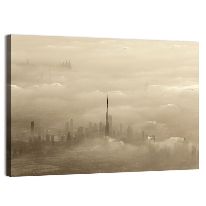 Dubai Haze Over Burj Khalifa Wall Art as a canvas print