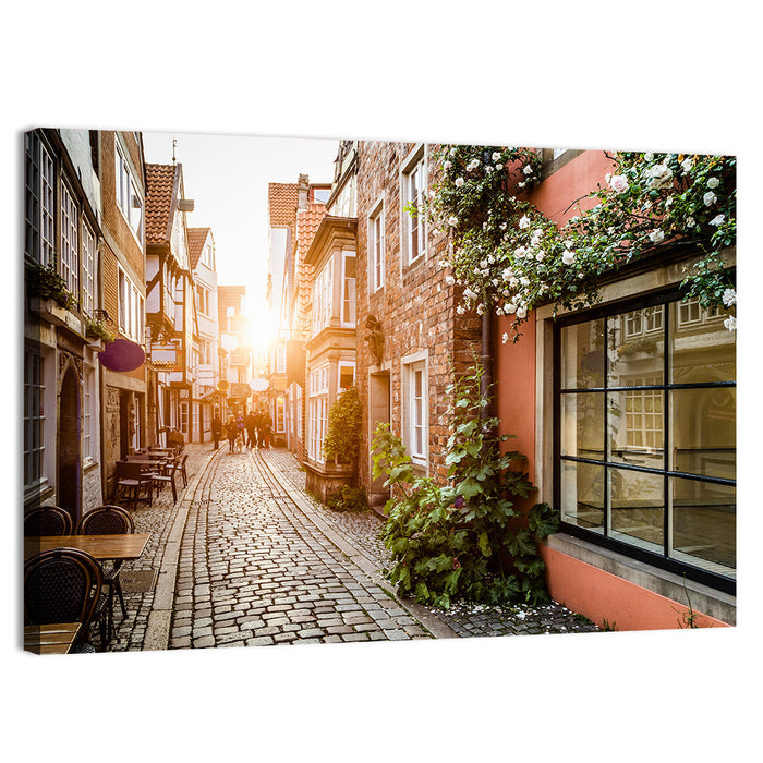 Schnoorviertel Cobblestone Lane Wall Art as a canvas print