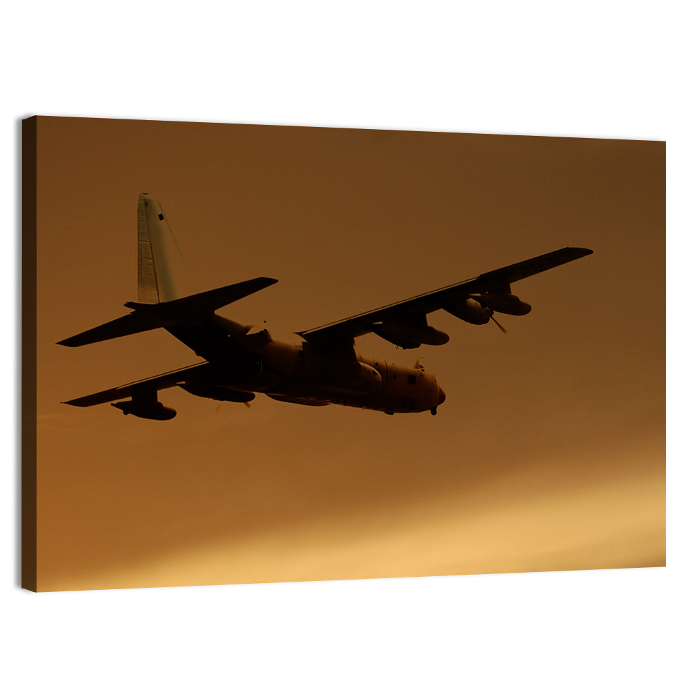 Turboprop Military Transport Silhouette Wall Art