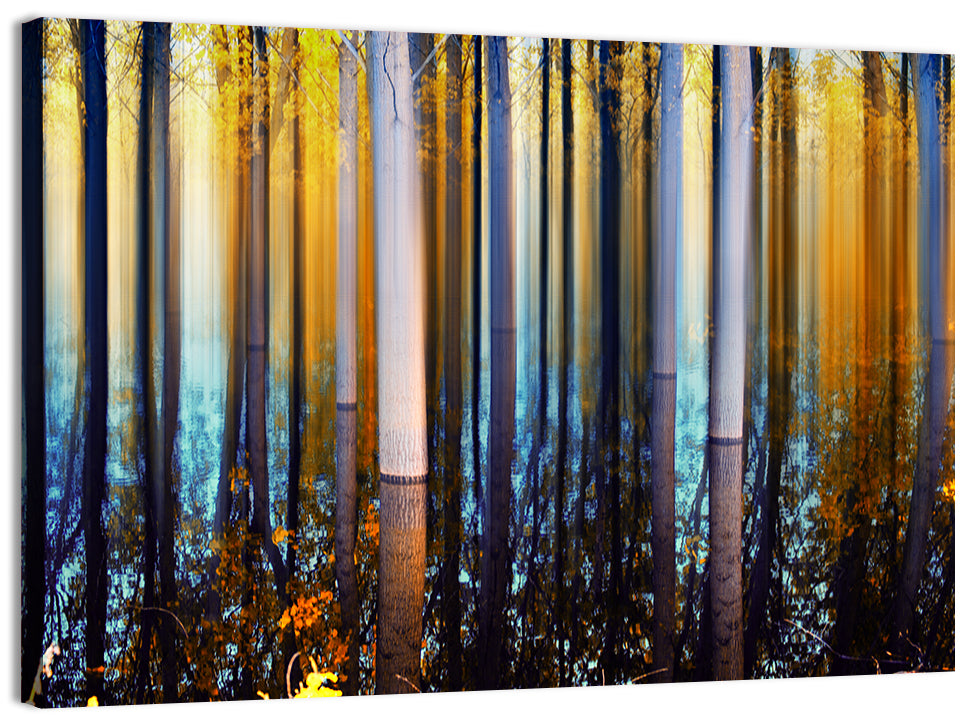 Ethereal Autumn Forest Reflection Abstract Wall Art