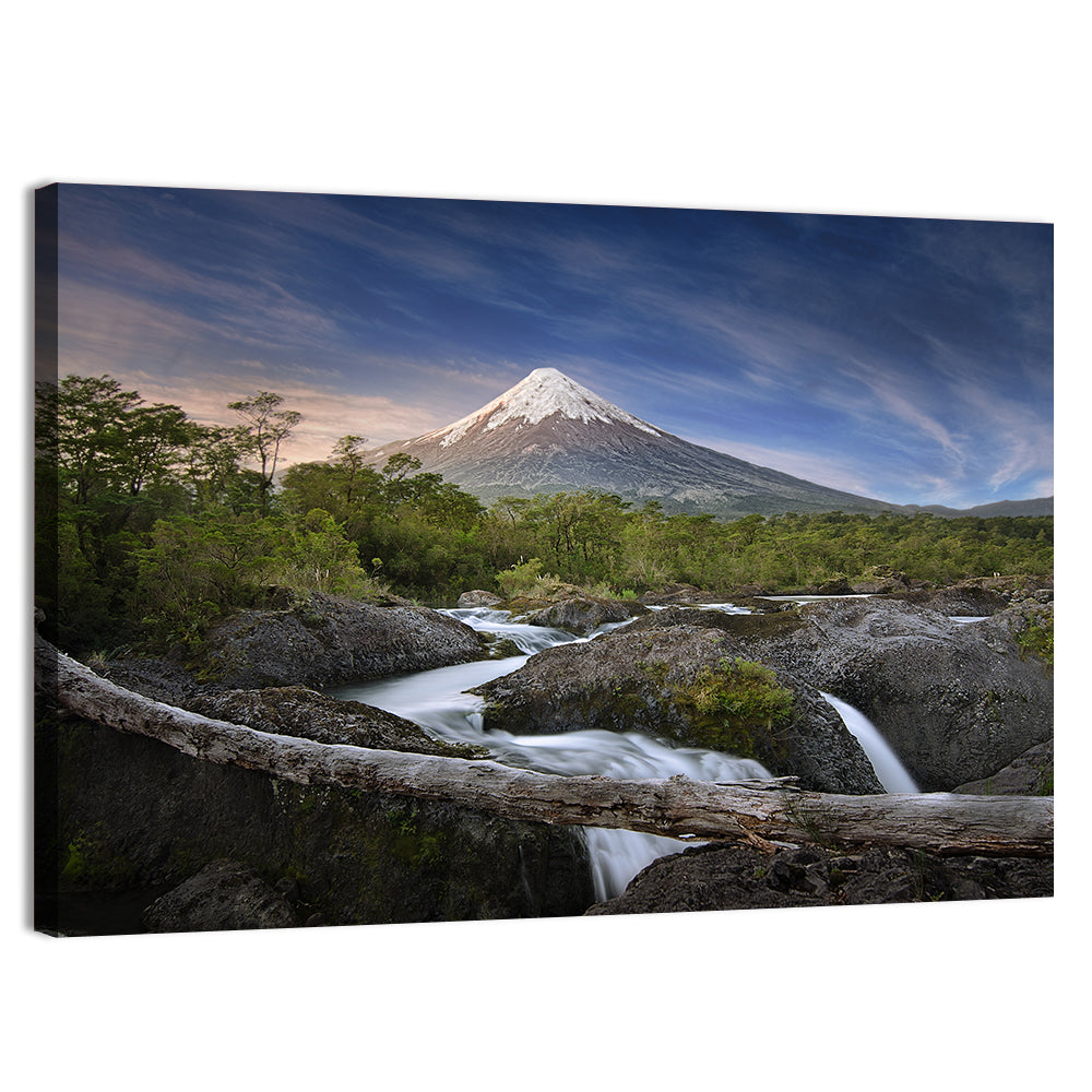 Osorno Volcano at Petrohue Falls Wall Art, canvas print, landscape