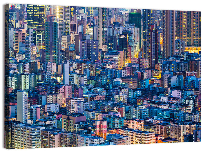 Hong Kong Night Cityscape from Above Wall Art as a canvas print