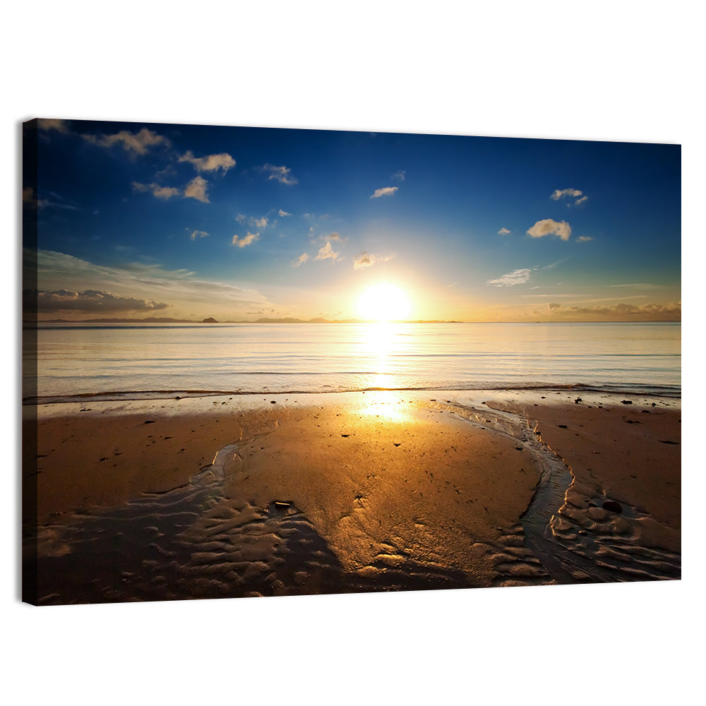 Sunrise Over Rippling Sand Wall Art, canvas print, landscape