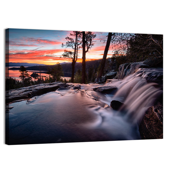 Waterfall Near Lake Tahoe Wall Art as a canvas print